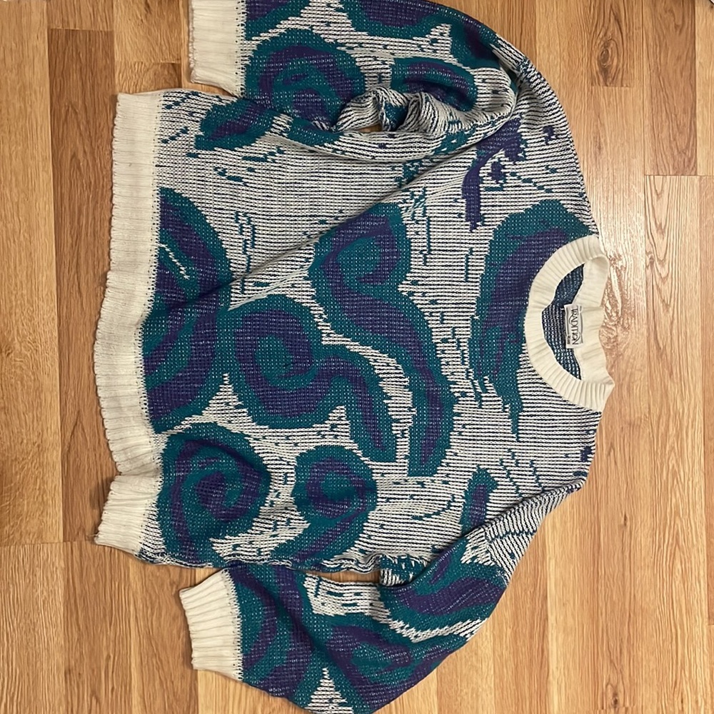 Vintage Sears Sweater Blue/Green Size M - Picture 2 of 4